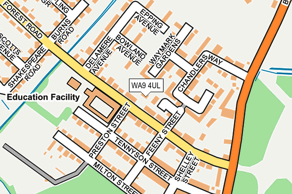 WA9 4UL map - OS OpenMap – Local (Ordnance Survey)