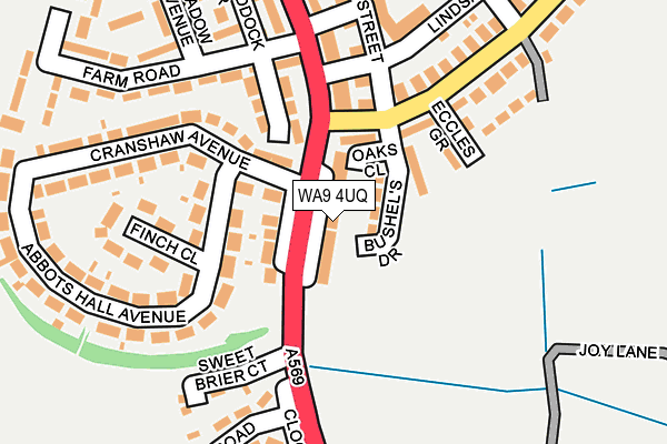 WA9 4UQ map - OS OpenMap – Local (Ordnance Survey)