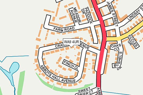 WA9 4UR map - OS OpenMap – Local (Ordnance Survey)