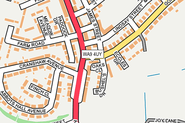 WA9 4UY map - OS OpenMap – Local (Ordnance Survey)