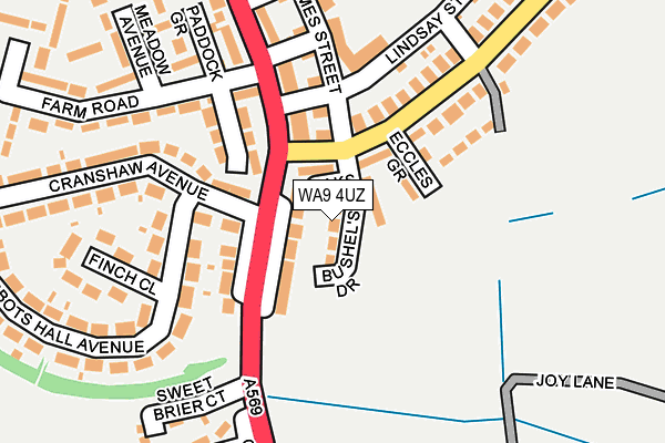 WA9 4UZ map - OS OpenMap – Local (Ordnance Survey)