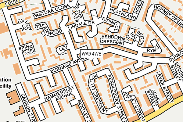 WA9 4WE map - OS OpenMap – Local (Ordnance Survey)
