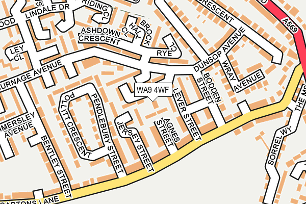WA9 4WF map - OS OpenMap – Local (Ordnance Survey)
