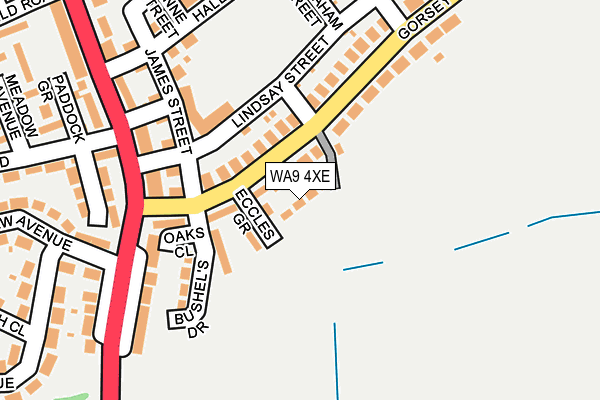 WA9 4XE map - OS OpenMap – Local (Ordnance Survey)