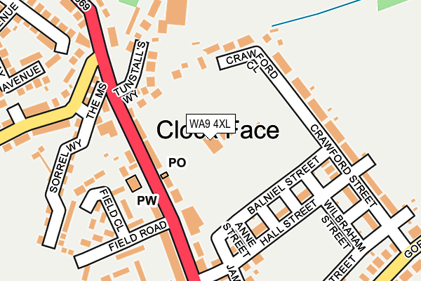 WA9 4XL map - OS OpenMap – Local (Ordnance Survey)