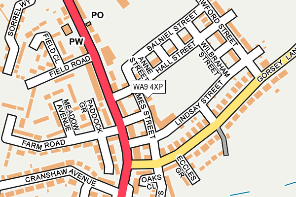 WA9 4XP map - OS OpenMap – Local (Ordnance Survey)