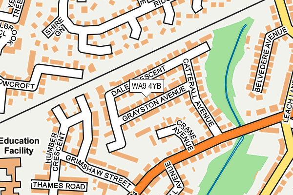 WA9 4YB map - OS OpenMap – Local (Ordnance Survey)