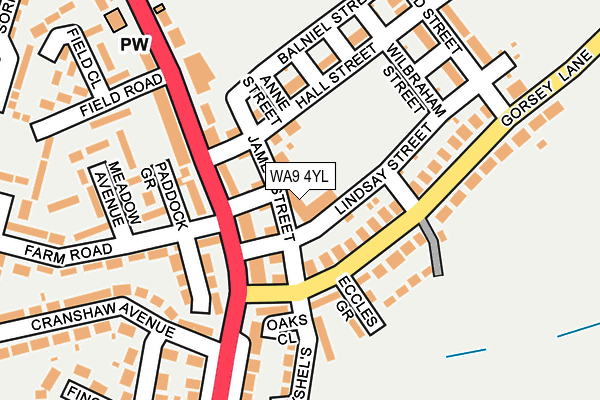WA9 4YL map - OS OpenMap – Local (Ordnance Survey)