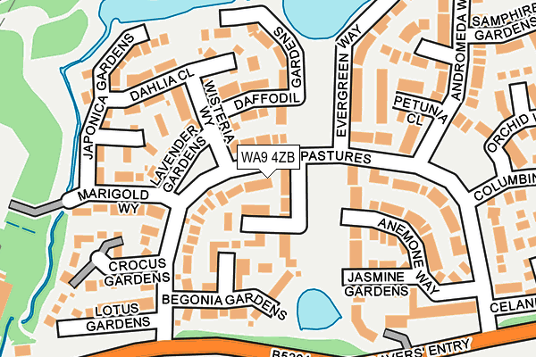 WA9 4ZB map - OS OpenMap – Local (Ordnance Survey)