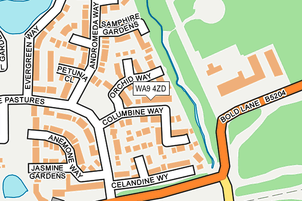 WA9 4ZD map - OS OpenMap – Local (Ordnance Survey)