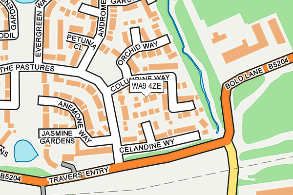 WA9 4ZE map - OS OpenMap – Local (Ordnance Survey)