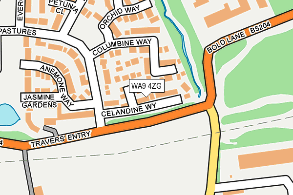 WA9 4ZG map - OS OpenMap – Local (Ordnance Survey)
