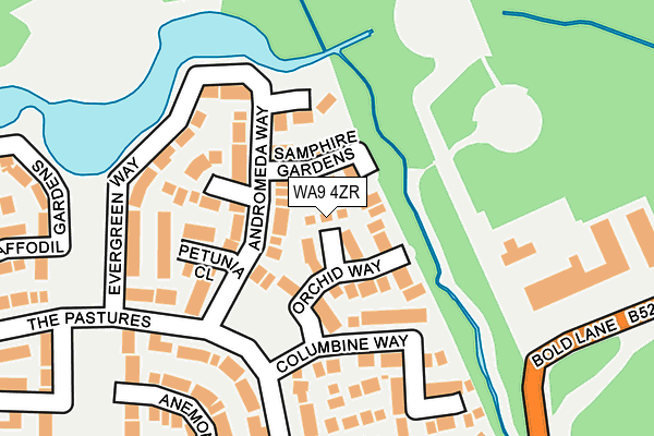 WA9 4ZR map - OS OpenMap – Local (Ordnance Survey)
