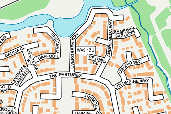 WA9 4ZU map - OS OpenMap – Local (Ordnance Survey)