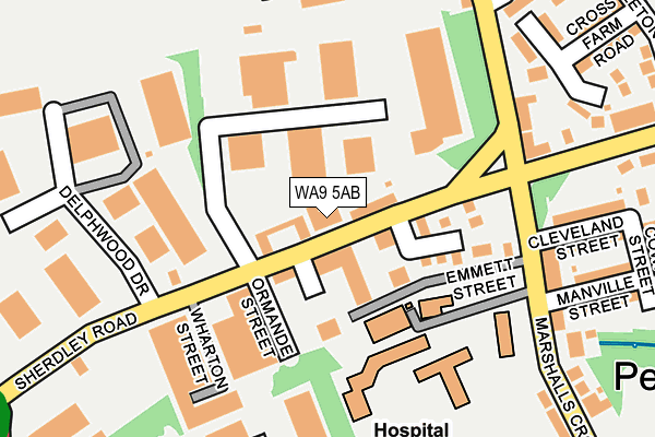 WA9 5AB map - OS OpenMap – Local (Ordnance Survey)