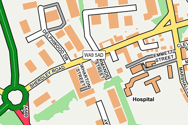 WA9 5AD map - OS OpenMap – Local (Ordnance Survey)