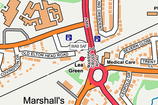 WA9 5AF map - OS OpenMap – Local (Ordnance Survey)