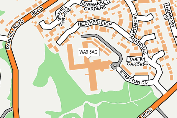 WA9 5AG map - OS OpenMap – Local (Ordnance Survey)