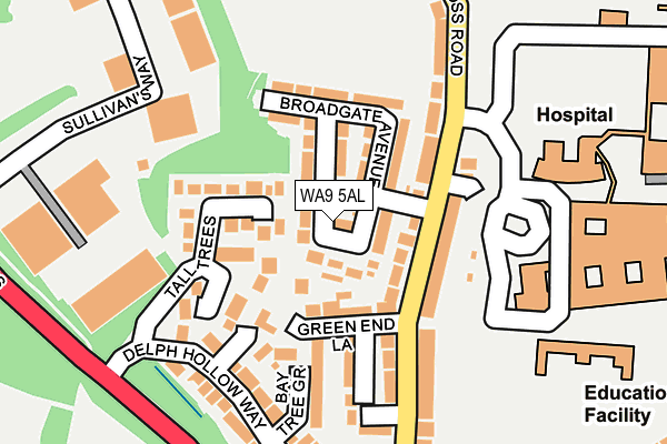 WA9 5AL map - OS OpenMap – Local (Ordnance Survey)