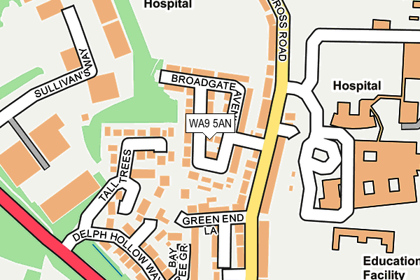 WA9 5AN map - OS OpenMap – Local (Ordnance Survey)