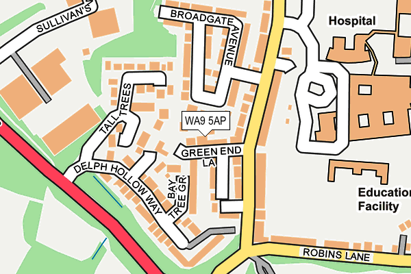 WA9 5AP map - OS OpenMap – Local (Ordnance Survey)