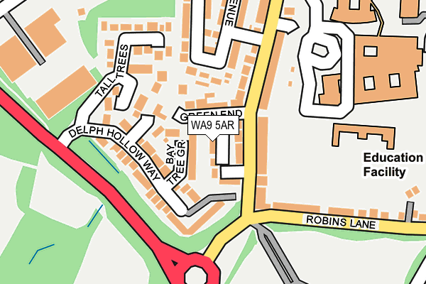 WA9 5AR map - OS OpenMap – Local (Ordnance Survey)