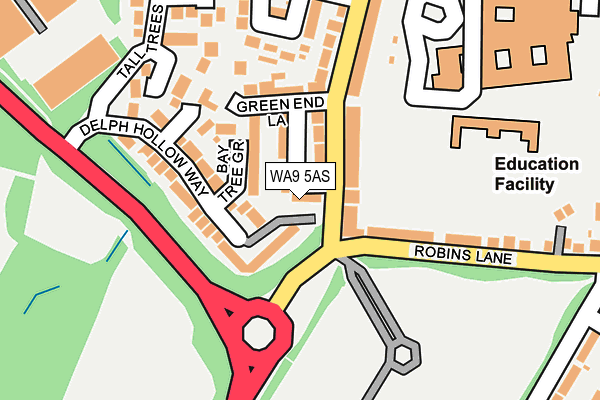 WA9 5AS map - OS OpenMap – Local (Ordnance Survey)