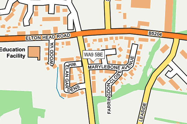 WA9 5BE map - OS OpenMap – Local (Ordnance Survey)