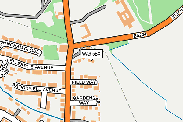 WA9 5BX map - OS OpenMap – Local (Ordnance Survey)