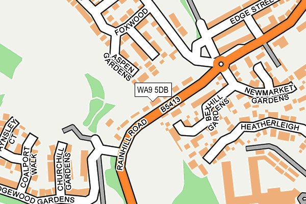 WA9 5DB map - OS OpenMap – Local (Ordnance Survey)