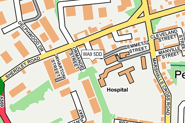WA9 5DD map - OS OpenMap – Local (Ordnance Survey)
