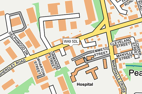 WA9 5DL map - OS OpenMap – Local (Ordnance Survey)