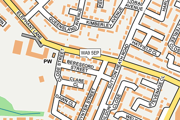 WA9 5EP map - OS OpenMap – Local (Ordnance Survey)