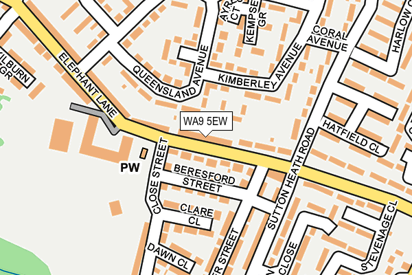WA9 5EW map - OS OpenMap – Local (Ordnance Survey)