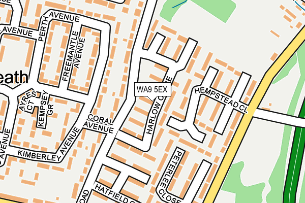 WA9 5EX map - OS OpenMap – Local (Ordnance Survey)