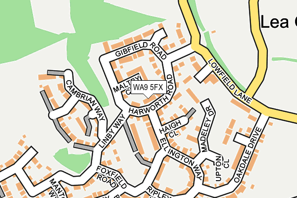 WA9 5FX map - OS OpenMap – Local (Ordnance Survey)