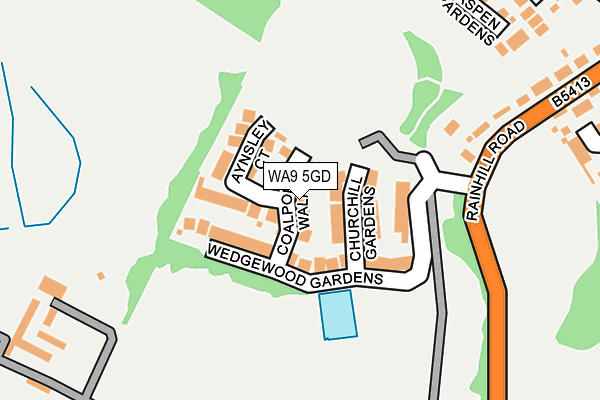 WA9 5GD map - OS OpenMap – Local (Ordnance Survey)