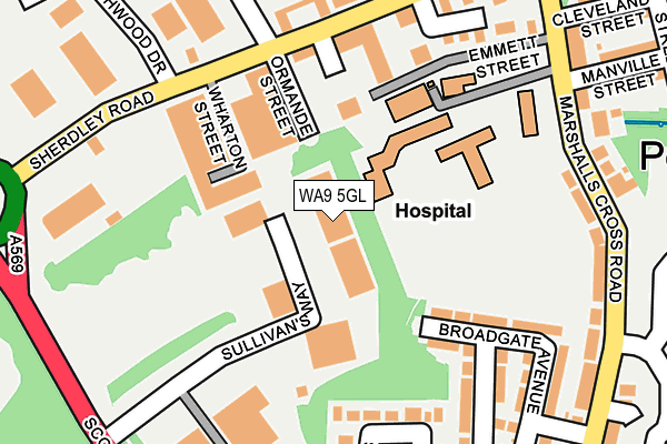 WA9 5GL map - OS OpenMap – Local (Ordnance Survey)
