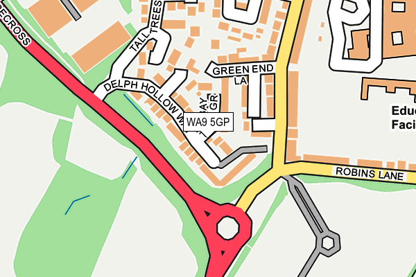 WA9 5GP map - OS OpenMap – Local (Ordnance Survey)
