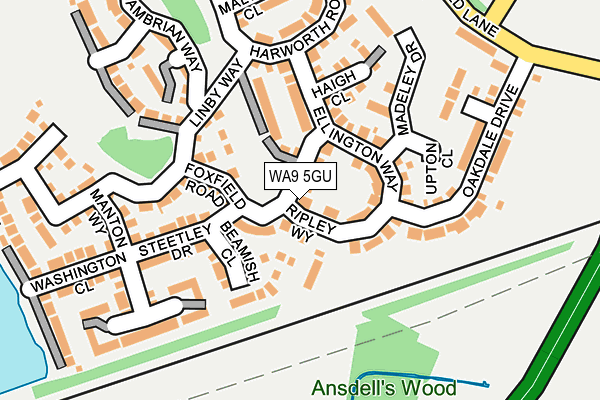 WA9 5GU map - OS OpenMap – Local (Ordnance Survey)