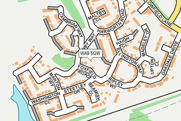 WA9 5GW map - OS OpenMap – Local (Ordnance Survey)