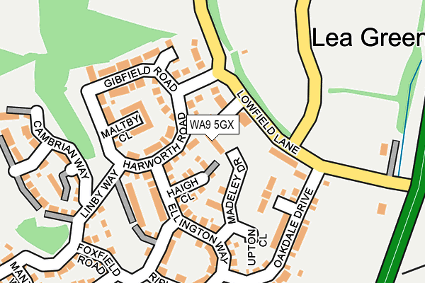 WA9 5GX map - OS OpenMap – Local (Ordnance Survey)