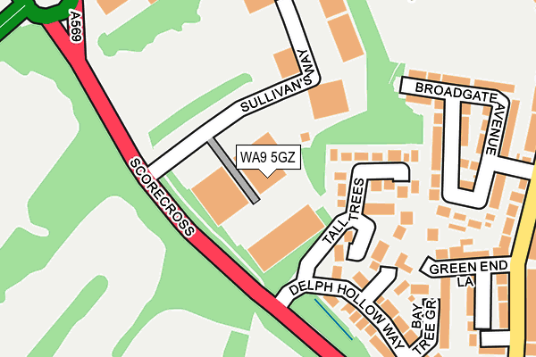 WA9 5GZ map - OS OpenMap – Local (Ordnance Survey)
