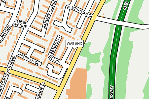 WA9 5HD map - OS OpenMap – Local (Ordnance Survey)