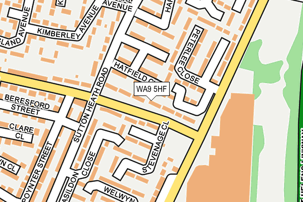 WA9 5HF map - OS OpenMap – Local (Ordnance Survey)