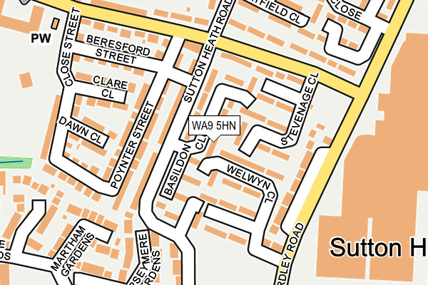 WA9 5HN map - OS OpenMap – Local (Ordnance Survey)