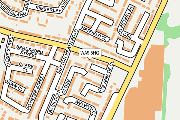 WA9 5HQ map - OS OpenMap – Local (Ordnance Survey)