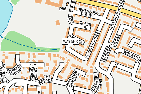 WA9 5HR map - OS OpenMap – Local (Ordnance Survey)