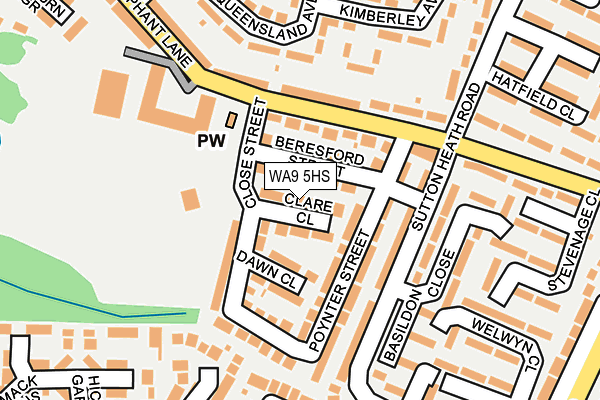 WA9 5HS map - OS OpenMap – Local (Ordnance Survey)