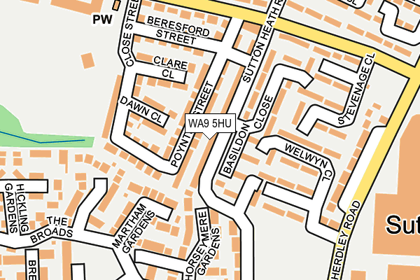 WA9 5HU map - OS OpenMap – Local (Ordnance Survey)